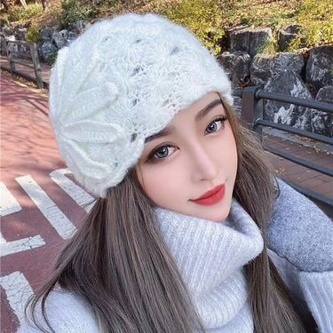 Hot Sale Women Girl Beanie Beret Hat Warm Wool bonnets Ethnic style handmade knitted cap Vintage Plain Solid Color Winter Caps_autovado.com