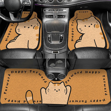New Car For Home Use, Cartoon Design, Dirt-Resistant, Easy To Clean, Main Driver's Side Half-Pack Floor Mats_autovado.com
