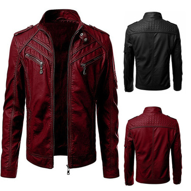 2024 autumn casual leather with men's color patchwork stand up collar jacket_autovado.com