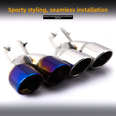 Cross-Border Hot-Selling Tail Thickened Stainless Steel Universal Model Blue Coated Slanted Double Row Car Exhaust Pipe_autovado.com
