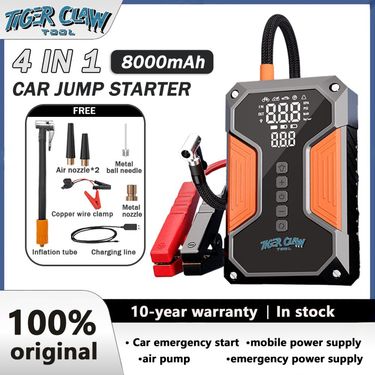 4 In 1 Tiger Claw Tool Jump Starter Air Pump Car Jumper Train Power Bank_autovado.com