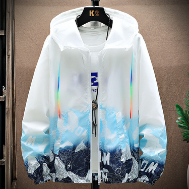 New ultra-thin breathable ice silk summer men's sun protection pattern gradient windbreaker cardigan jacket_autovado.com