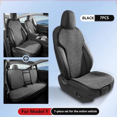 For Tesla Model Y/Model 3/2024 M3 Linen Cover Cushion Four Seasons Breathable And Comfortable Seat Car Interior_autovado.com