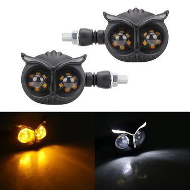 Owl Spotlights Motorcycle 12V Electric Vehicle LED White Yellow Dual Color Turn Signal Lights_autovado.com