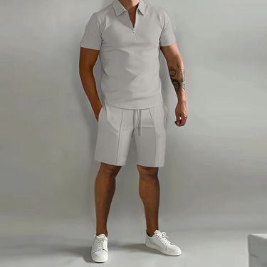 Men's Polo Casual Loose Short Sleeve Shorts Tracksuit_autovado.com