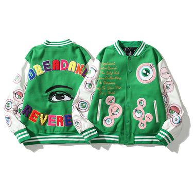 Women's Clothing God's eye embroidered badge loose baseball jacket jacket high street fashion brand jacket trendy_autovado.com