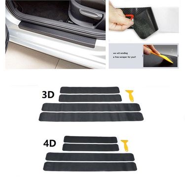 Universal Sill Door Anti-Kick Protection Strip Car Sticker 3D 4D Carbon Fiber Film_autovado.com