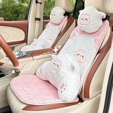 Rabbit hair car seat cushion winter anti-freeze thickened warm car seat cover cute cartoon car seat cushion_autovado.com