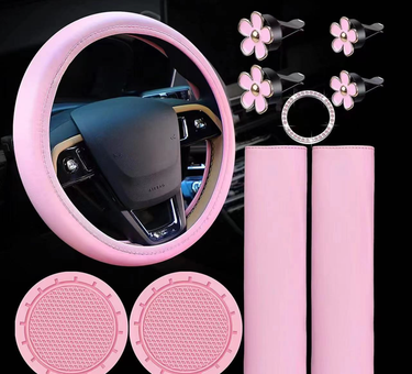 Automobiles & Motorcycles steering wheel cover safety shoulder cover coaster start ring button buckle air outlet flower clip 10 pieces set_autovado.com