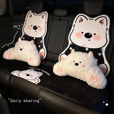 Winter Plush Warm Heating Cushion Cute Puppy Internet Celebrity Car Interior Decoration Seat Cover_autovado.com