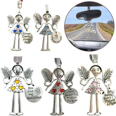 Tree Car Angel Decoration Pendant Alloy Engraved Words Blessing Love Key Brand Christmas Gift_autovado.com