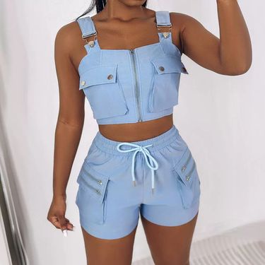 Women's Clothing suspender vest + shorts set_autovado.com