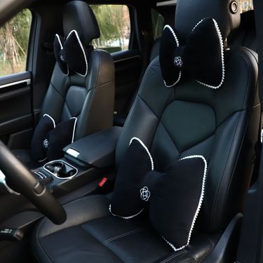 Bowknot car headrest Camellia car headrest neck pillow winter plush car seat back headrest pillow_autovado.com