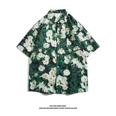 Men's clothing Retro Flower Shirt Short Sleeve Summer Vintage Loose Lapel Shirt Couple Jacket Wholesale_autovado.com