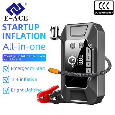 E-ACE150 PSI Quick Emergency Power Bank Clip Car Jump Starter Tire Inflator Air Compressor USB Rechargeable_autovado.com