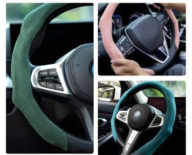 Car All-season Steering Wheel Cover, Suede Protective, Sweat Absorbing Mesh Red New Round D-row Universal Handle Cover_autovado.com