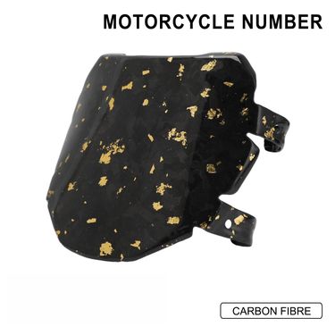 Premium Carbon Fiber Motorcycle License Plate Frame - Lightweight & Durable Customizable Number Plate For Bike Modifications (18x16x8cm, Black Gold)_autovado.com
