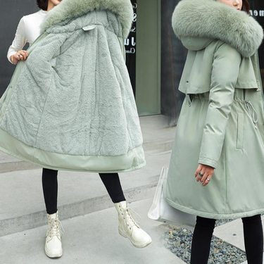 Women's Clothing women's cotton padded coats mid length large fur collar plus velvet cotton padded jackets down cotton padded jackets cotton jackets_autovado.com