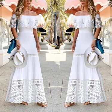 Women's Clothing fashion one shoulder splicing lace dress_autovado.com