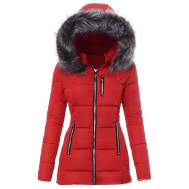Women's Clothing color fur collar zipper decoration slim cotton coat for women thick coat for women_autovado.com
