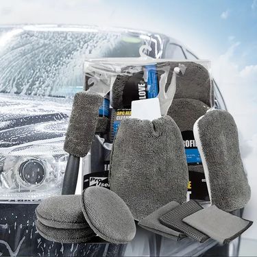 9-Piece Cleaning Tool Set Car Wash Gloves Polishing Waxing Sponge Wiping Towel_autovado.com