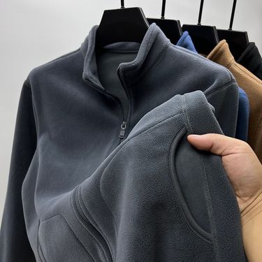 Men's Clothing New autumn and winter fashion polar fleece stand collar men's jacket fashionable and versatile loose couple style zipper sweater_autovado.com