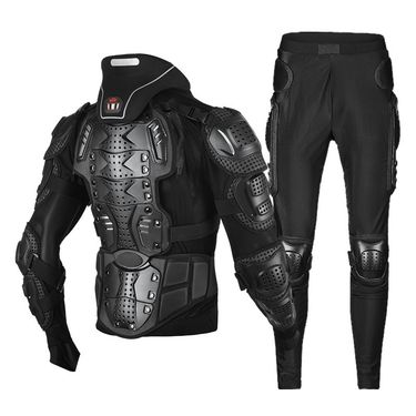 Motorcycle Armor Protection Set - CE Certified Full-Body Safety Gear With Knee/Elbow/Chest/Neck Guards For Men & Women (Black/Red, S-4XL)_autovado.com