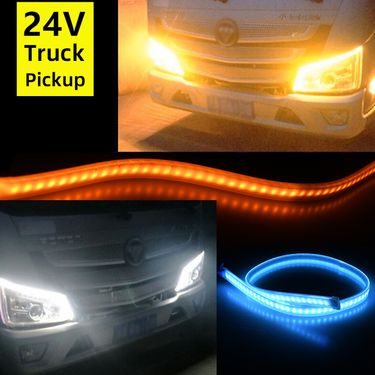 24V Car Start Scan Daytime Running Ultra-Thin Guide Strip Truck-Specific White-Yellow Dual Color Flowing Light_autovado.com