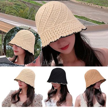 Hot Sale Summer Fashion Lady Beach Foldable Bucket For Women Outdoor Sunshade Solid Fisherman Hat With Edge Party Gift_autovado.com