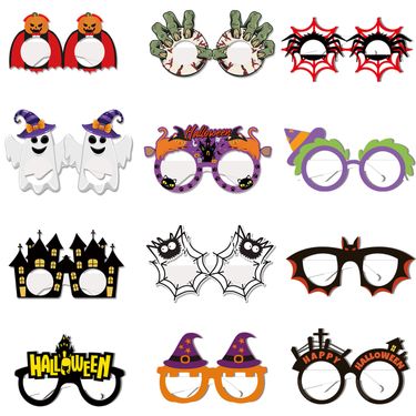 Unisex Halloween party funny glasses children's photo props holiday party decorative paper glasses._autovado.com