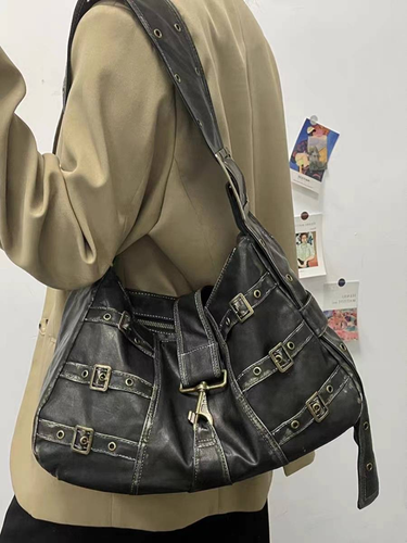 Large capacity tote bag for women, new high-end feeling, vintage single shoulder handbag, wide shoulder strap, commuting crossbody bag_autovado.com