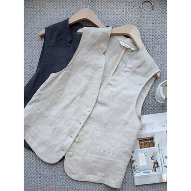 Women's Clothing cotton and linen! Layering without fear of hot summer, versatile and slim vest_autovado.com