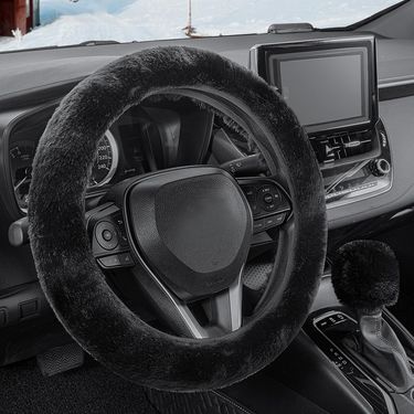 Plush Steering Wheel Cover Rabbit Fur Elastic Winter Warm Non Slip Handle Cover Unisex_autovado.com