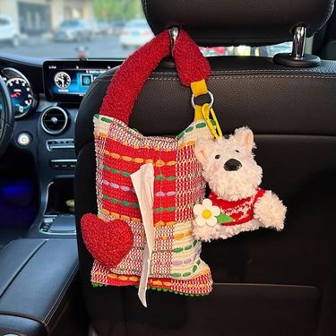 Cute West Highland Seat Back Hanging Bag Car High-end Creative Tissue Box_autovado.com