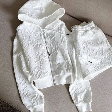 Women's Clothing Fashion Letter Sportswear Suit Women Zipper Hoodie Shorts Two-piece Set_autovado.com