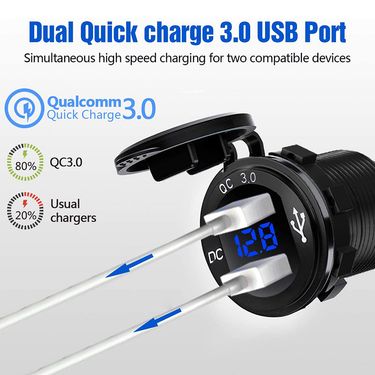 Hot Selling Metal QC3.0 Smart Fast Charging USB Port Motorcycle RV Modified Car Charger_autovado.com