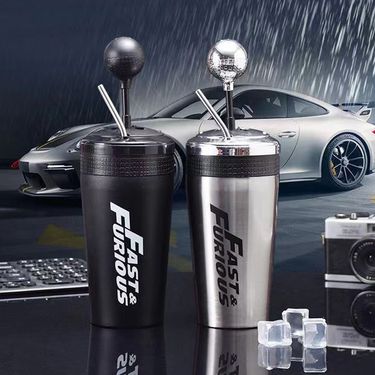 Car Cup Holder Bottle - 500ml With Straw_autovado.com
