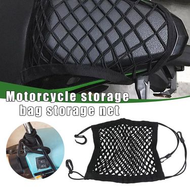 Motorcycle Mesh Bag, Fuel Tank Electric Bike Reflective Luggage Helmet Net, Elastic Strap Rope, Thick Rear Seat_autovado.com