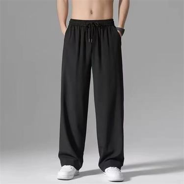 2024 New Ice Silk Men Joggers Sweatpan Y2k Streetwear Sporwear Jogging Gym Trousers Male Baggy Wide Leg Straight_autovado.com