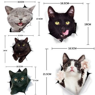 Creative 3D personalized cute little cat sticker, door and rear waterproof cover, scratch simulation car sticker_autovado.com
