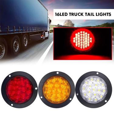 12V24V Universal Voltage 14cm Circular LED Truck 16LED Red Yellow White Tail Light_autovado.com