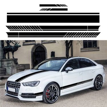 Body Waistline Side Skirt Stripes Hood Rearview Mirror Full Car Decal Stickers_autovado.com
