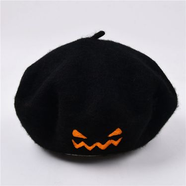 Hot Sale Embroidery Gift Party Solid Color Spring Autumn Beret Wool Keep Warm Women Halloween Painter Hat_autovado.com