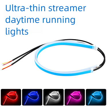 Car Ultra-Thin LED Daytime Running Guide Flowing Dual Color With Turn Signal Universal Silicone Decorative Light Strip_autovado.com