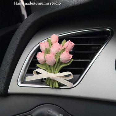 Car Aromatherapy Stone Tulip Air Conditioning Vent Clip Small Fresh Ins Style Girl Car Interior Decoration_autovado.com