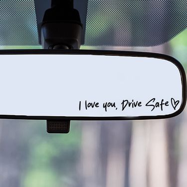 2 pack drive car rearview mirror driving safety stickers English quotes stickers home life stickers_autovado.com