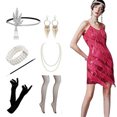 Tassel sequin evening dress 1920 retro party Gatsby dress_autovado.com