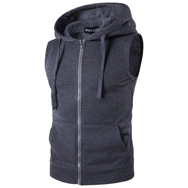 Men's Clothing New Men's Hooded Zipper Pocket Sweater Vest Jacket Hooded Vest M19_autovado.com