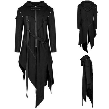 Punk Mens Hooded Jacket Black Goth Dieselpunk Dystopian Apocalyptic Hoodie_autovado.com