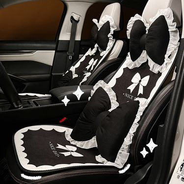 New car seat cushion light luxury bow interior decoration seat cushion winter warm non-slip car seat cushion_autovado.com